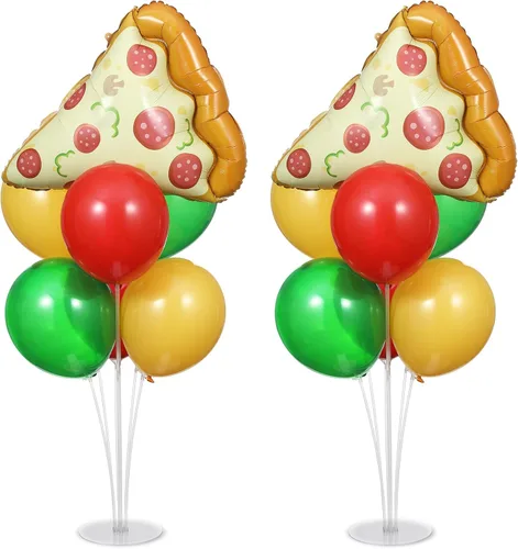 Vista 22 de Kit de soporte para globos de fiesta de fútbol 2 juegos con 2 globos de rugby de aluminio tipo bola, centro de mesa temático de fútbol para mesas