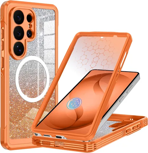 Vista 28 de Hekodonk Funda magnética para Galaxy A17 5G, [compatible con Magsafe] [Protector de pantalla de vidrio templado integrado] [tarjeta con purpurina]
