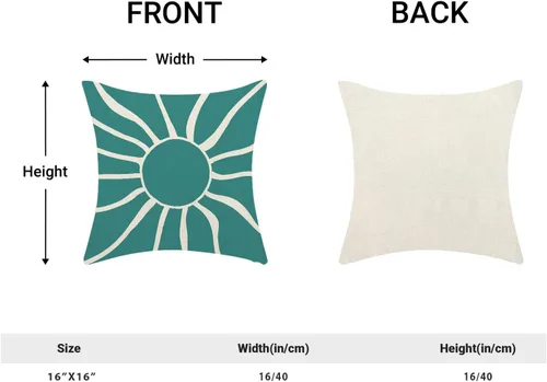 Vista 5 de BETGINY Fundas de almohada de verano para exteriores de 16 x 16 pulgadas, 2 unidades, color aguamarina, verde azulado, crema, sol, bohemio