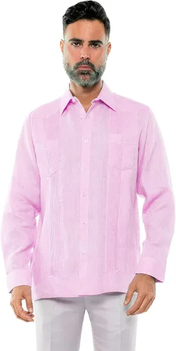 Vista 12 de Mojito - Camisa guayabera de manga larga para hombre, 100% lino, diseño de 2 bolsillos