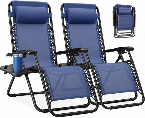 Vista 21 de NEWBULIG Juego de 2 sillas de gravedad cero, sillas reclinables plegables Negro