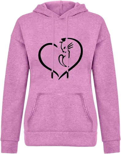 Vista 2 de Camisas de manga larga para adolescentes y niñas, sudaderas con capucha con forma de corazón de manga larga, sudaderas casuales sueltas