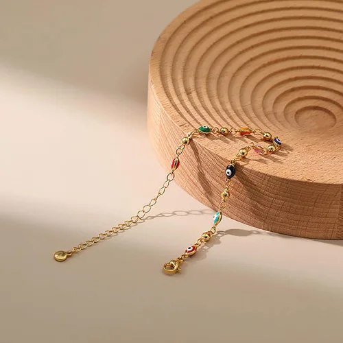 Vista 9 de Delicadas pulseras de oro para mujer, chapado en oro 18, ajustable, mal de ojo, mariposa, cuentas, perla, corazón, turquesa, hecha a mano para mujer
