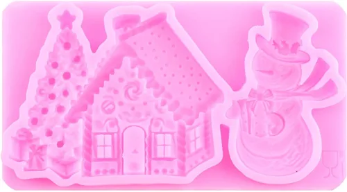 Vista 8 de Mujiang Moldes de silicona de muñeco de nieve de Navidad, molde 3D para castillo de Navidad, moldes de chimenea para decoración de pasteles