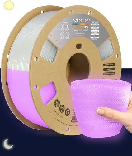 Vista 63 de OVERTURE - Filamento de TPU de 1/16 pulgadas, rollo flexible de poliuretano termoplástico, impresora 3D suave, 95A, carrete de 2.2 libras, precisión