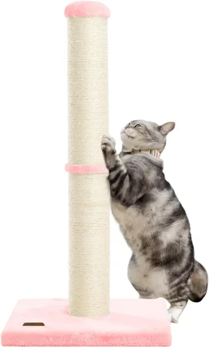 Vista 9 de Karolpar Poste rascador para gatos de 34 pulgadas con cuerda de sisal natural, 4.3 pulgadas de diámetro grande, árbol rascador para gatos de Beige
