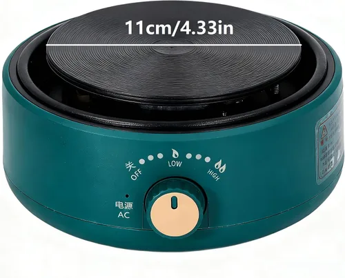 Vista 2 de Estufa eléctrica de 500 W, mini calentador eléctrico de 4.33 pulgadas, máquina de té de vidrio, quemador de platos calientes, estufa de encimera