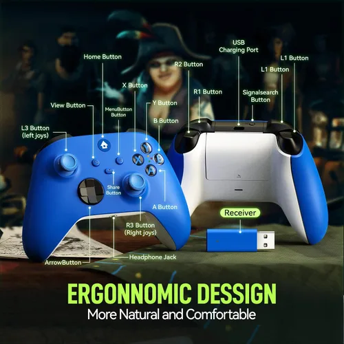 Vista 3 de usergaing Xbox Controller Compatible with Xbox One,Xbox Series X,Xbox Series S,Xbox One S,Xbox One X,Window PC(8,10,11) with Share Button,3.5mm
