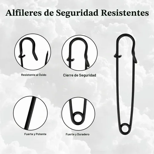 Vista 3 de Paquete de 15 pasadores de seguridad de acero negro resistentes de 2 pulgadas para ropa y manualidades