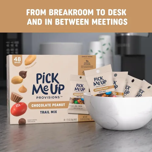 Vista 7 de Pick Me Up Provisions Mezcla de chocolate y maní, 1.75 onzas, 48 bolsas, 0.17 onzas de proteína, Kosher