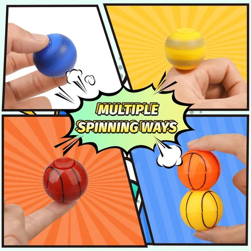 Vista 3 de Mini Baloncesto Fidget Spinner para niños y adultos, bola pequeña mano dedo Spinner recuerdos de fiesta bolsa de regalos deportiva caja del tesoro