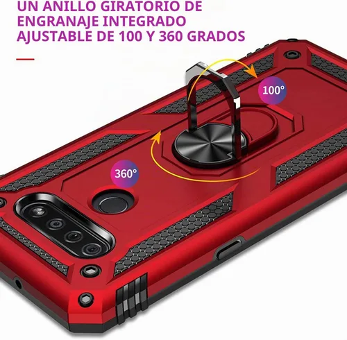 Vista 3 de TJS - Funda para teléfono LG K51, funda para teléfono LG Q51, funda para teléfono LG Reflect (negro) with Tempered Glass Screen Protector Metal