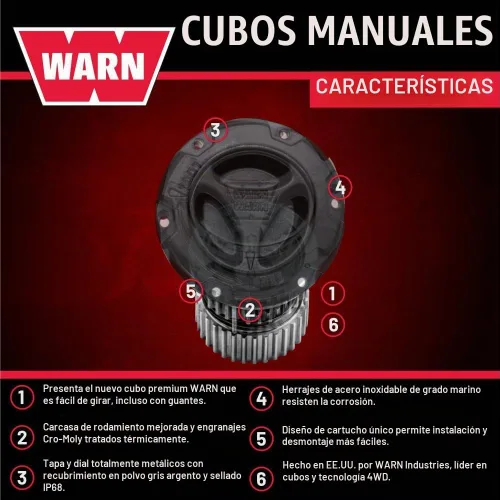 Vista 6 de WARN Bujes de bloqueo manual negros premium 35 Spline para Ford Super Duty 05-26