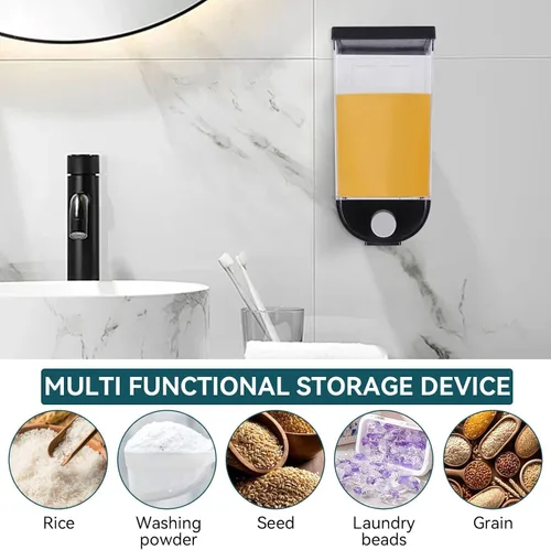 Vista 7 de Cyrank Dispensador de arroz, dispensador de cuentas de lavandería para colgar en la pared, contenedor de almacenamiento de alimentos secos