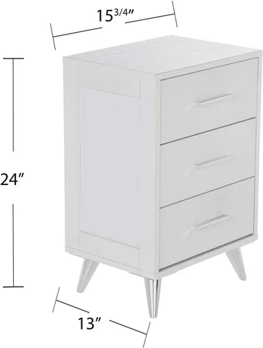 Vista 13 de SEI Furniture Owen Midcentury - Mesita de noche moderna, color blanco