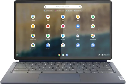 Vista 3 de Lenovo 82QS0000US, IdeaPad Duet 5 Chromebook, pantalla táctil OLED FHD de 13.3 pulgadas, Snapdragon SC7180, 4 GB de RAM, 64 GB de almacenamiento