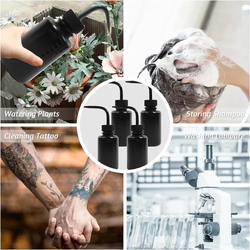 Vista 7 de Paquete de 4 botellas de lavado de tatuajes con difusor de chorro de agua (negro, 5.1 fl oz)