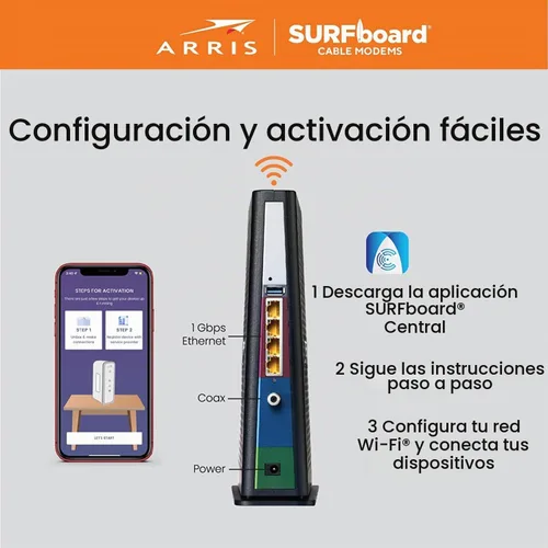 Vista 7 de Arris (SBG8300-RB) - Combo de Router de Módem de Cable - DOCSIS 3.1 Gigabit Rápido & WiFi AC2350, Comcast Xfinity, Cox, Spectrum & Más, Velocidades