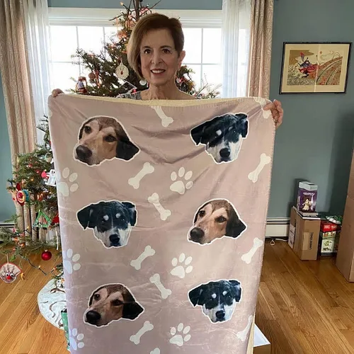 Vista 8 de Manta personalizada de fotos y textos para bebés, niños y adultos. Manta facial de forro polar personalizada, regalos personalizados para perros