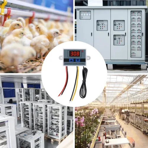 Vista 4 de UMLIFE 2 piezas XH-W3001 módulo controlador de temperatura LED digital, interruptor termostato digital con sonda impermeable, termostato electrónico