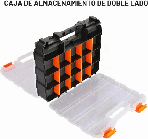 Vista 3 de Mayouko Organizador de herramientas de doble cara, separadores de plástico extraíbles personalizables, almacenamiento de caja de hardware, excelente