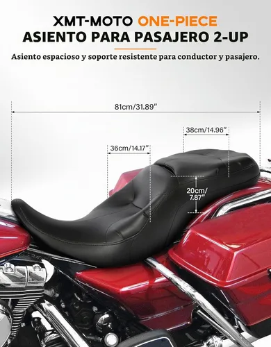 Vista 3 de XMT-MOTO Cojín para Asiento de Conductor y Pasajero Compatible con Harley Davidson Touring Electra Glide Classic 1997-2007