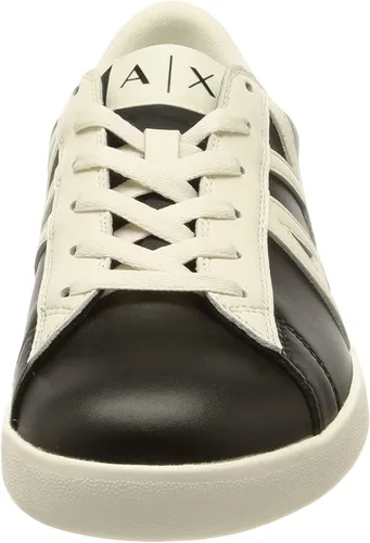 Vista 2 de AX ARMANI EXCHANGE Zapatos deportivos de cuero con logotipo para hombre, Blanco