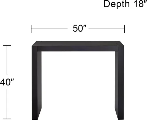 Vista 2 de Jessa - Mesa rectangular moderna minimalista negra brillante, 60 x 18 pulgadas, para espacios, sala de estar, cocina, dormitorio, mesita de noche