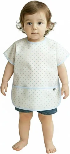 Vista 40 de Plie Short Sleeve Waterproof Bib for Toddlers – Easy Clean Feeding Apron for Mealtime, Daycare, Self-Feeding, Lightweight