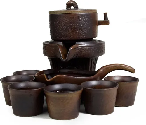 Vista 9 de Tetera 11pcs/set Pot Cup Chinese Gongfu Tea Semi-automático Millstone (negro)