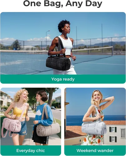 Vista 9 de BAGSMART Reiki - Bolsa de gimnasio para mujer, bolsa cruzada mediana para esterilla de yoga con bolsillo para artículos húmedos y secos, bolsa