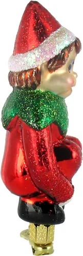 Vista 8 de Old World Christmas Adornos de vidrio soplado para árbol de Navidad, Pixie de Navidad