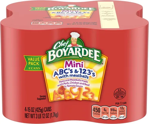 Vista 9 de Chef Boyardee Mini ABC y 123 con albóndigas, 15 onzas, paquete de 4