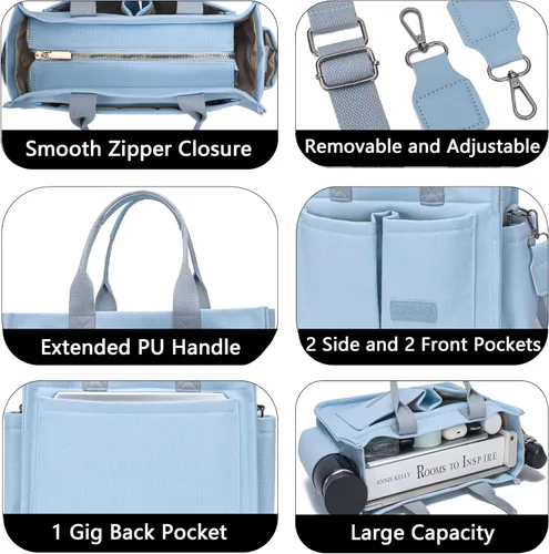 Vista 5 de Bolso de lona para mujer, bolsos cruzados para mujer, bolsos de trabajo para computadora portátil, bolso grande de mano para enfermera o profesora