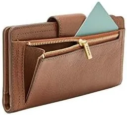 Vista 6 de Fossil Women's Logan Leather Wallet RFID Blocking Tab Clutch, Black (Model SL7830001)