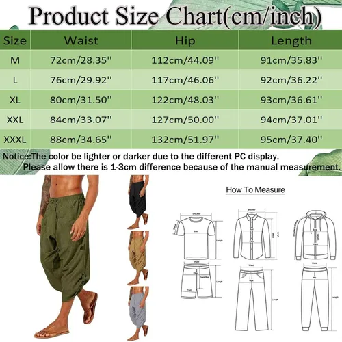 Vista 5 de EELHOE White Linen Pants for Men Relaxed Fit Lightweight Casual Drawstring Waist Wide Leg Breathable Pants Plus