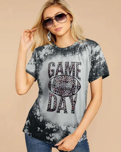 Vista 5 de EGELEXY Camiseta de fútbol para mujer, camiseta de manga corta con estampado de leopardo