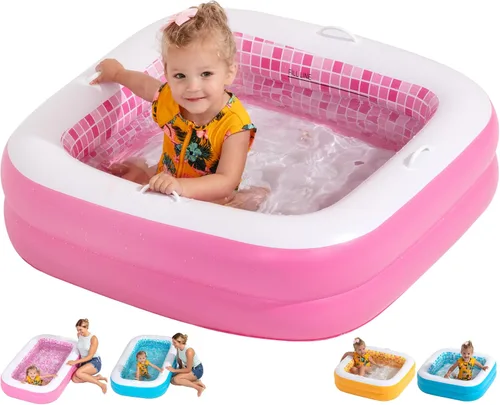 Vista 9 de Piscina inflable 3 en 1 para bebés, asas de agarre seguro patentadas, suelo suave y drenaje, juguetes de agua de verano, regalos de primer Burst