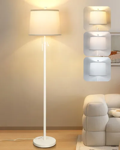 Vista 12 de JUNNAI Lámpara de pie moderna de altura ajustable, lámpara de pie alta con 3 temperaturas de color, lámparas de pie para sala de estar, dormitorio