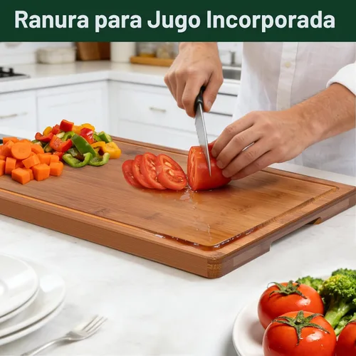Vista 4 de Juego de 3 tablas de cortar de bambú carbonizado profundo para cocina Carbonized