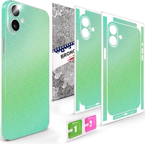 Vista 10 de 2 piezas de Skin Wrap compatibles con iPhone 16 Plus – Película protectora de vinilo delgada para lados y espalda – Ajuste elegante, aspecto premium