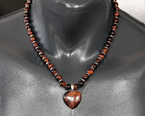 Vista 111 de Colgante de corazón de aventurina natural, Collar de cuentas de aventurina genuina, Collar de piedra verde, Collar de piedras preciosas, Cuentas