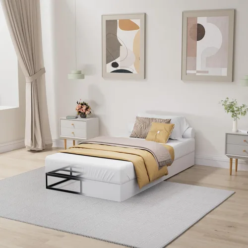Vista 6 de Tyndall Box Spring - Base de colchón individual de metal de 7 pulgadas, base de colchón resistente de 3000 libras con cubierta de tela, fácil