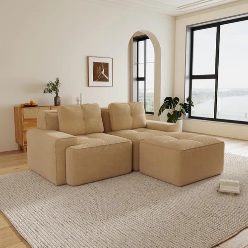 Vista 133 de Sofás seccional modular de 80" sin huesos modernos para sala de estar, juego de sofás comprimidos de 2 plazas con asiento profundo, sin necesidad
