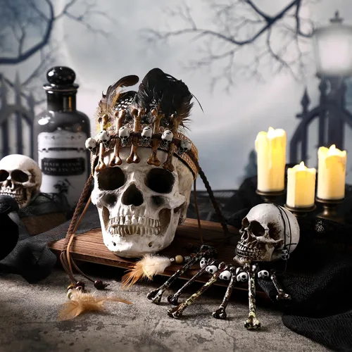 Vista 3 de Seematn Juego de collar de hueso para disfraz de vudú de Halloween