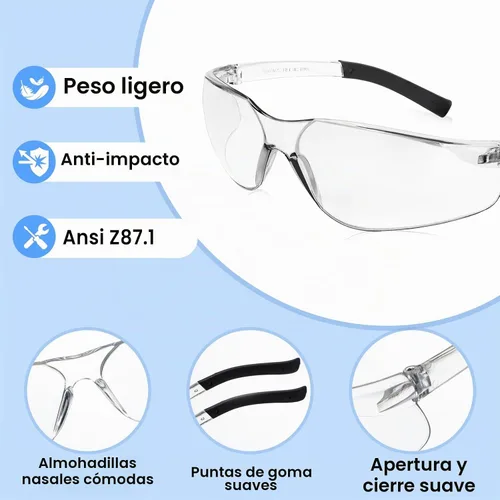 Vista 3 de WFEANG Gafas de seguridad con certificación ANSI Z87.1 para hombres y mujeres, gafas protectoras de laboratorio duraderas para química e