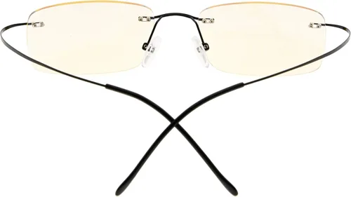 Vista 4 de CessBlu Gafas de computadora de titanio Gafas de lectura sin marco para lectores con filtro de luz azul