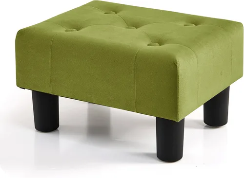 Vista 8 de BRIAN & DANY Taburete pequeño para pies, taburetes de lino con patas, reposapiés pequeño estable para sala de estar, beige