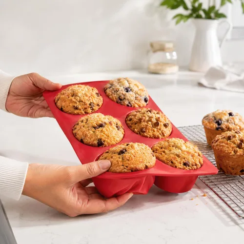 Vista 3 de Mrs. Anderson's Baking Molde de silicona para magdalenas jumbo de 6 tazas, silicona antiadherente de grado europeo