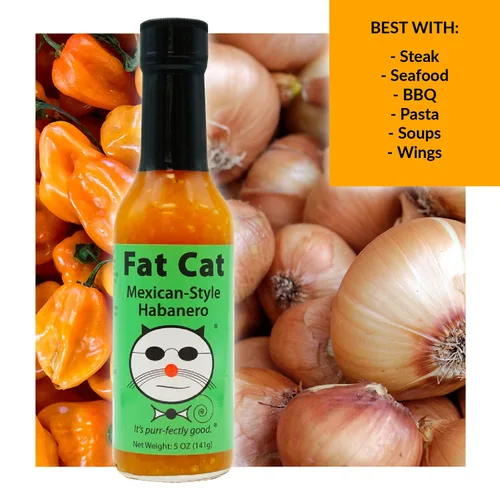 Vista 3 de Fat Cat Gourmet - Salsa picante habanero al estilo mexicano Dulce, agria y salada Para tacos, enchiladas, fajitas, Bloody Mary Caliente